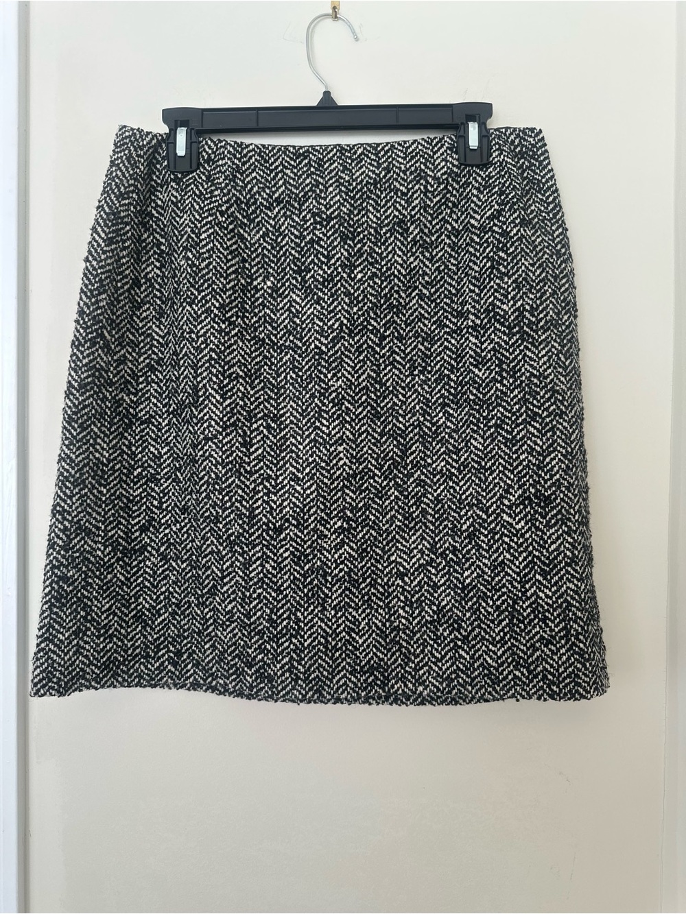 Eddie Bauer Black and White Marled Herringbone A-Line Skirt